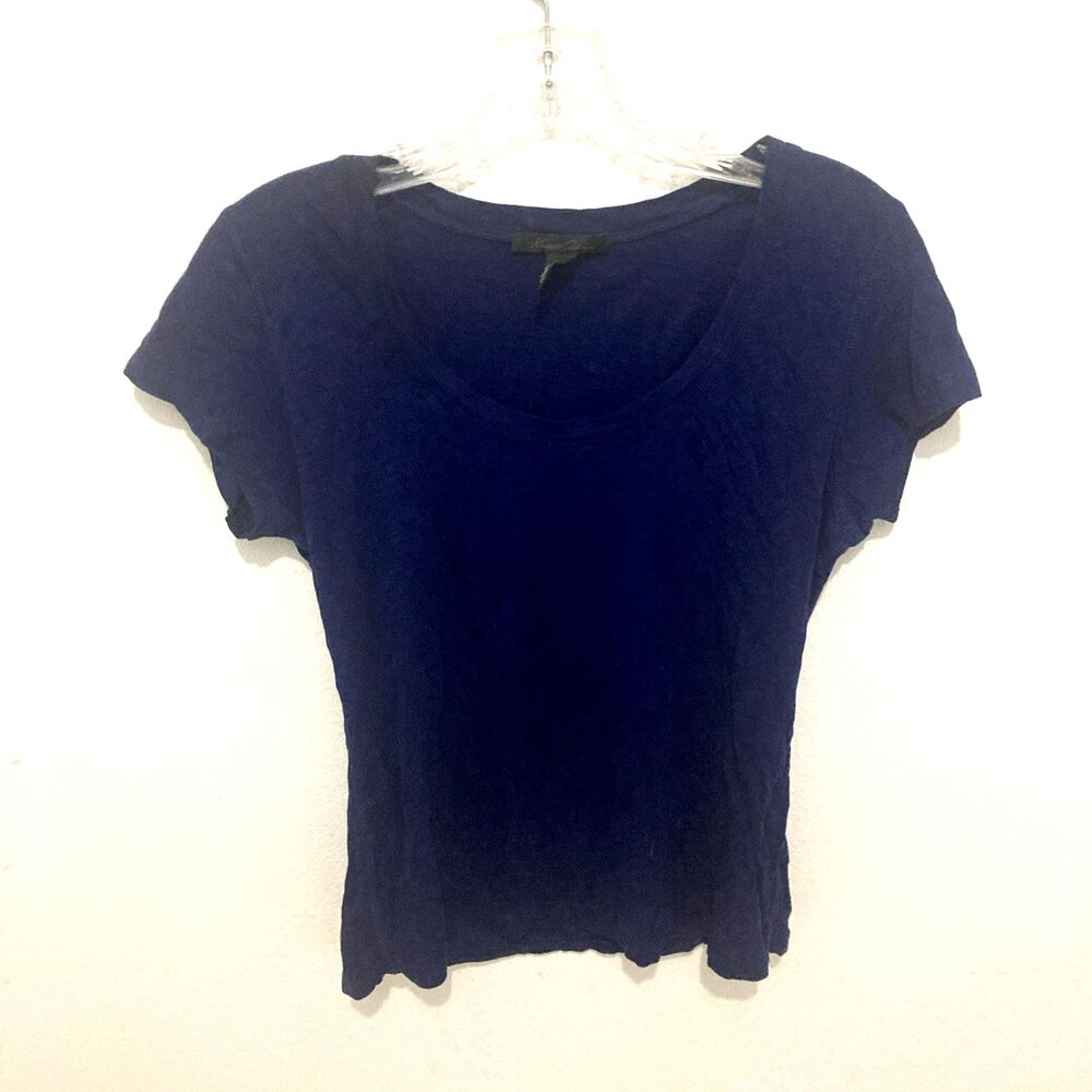KENNETH COLE blue scoop neck cap sleeve jersey knit top M